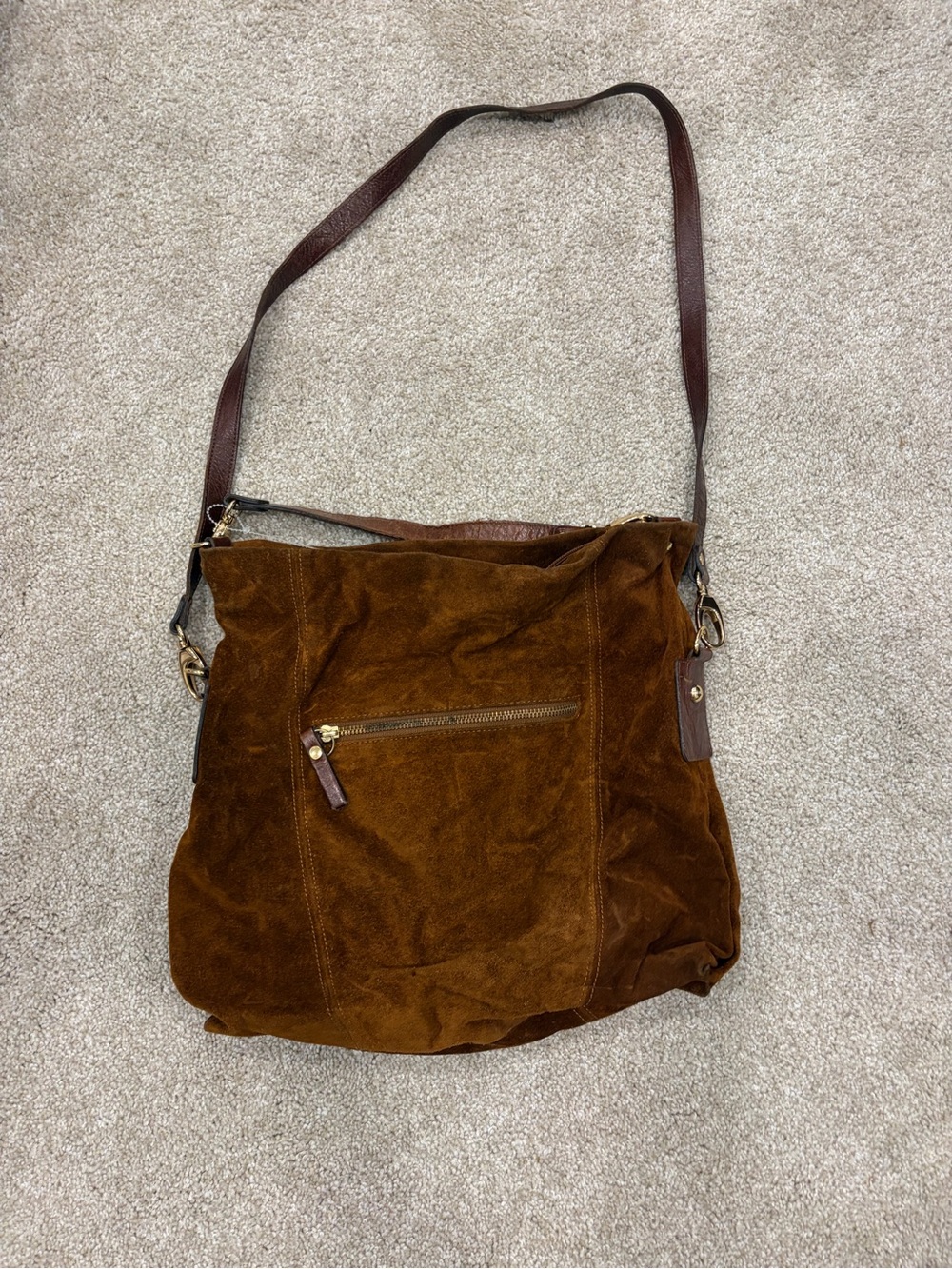 Pietro Alessandro Brown Suede Bag with Leather Strap